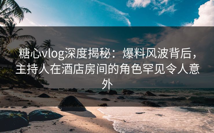 糖心vlog深度揭秘：爆料风波背后，主持人在酒店房间的角色罕见令人意外