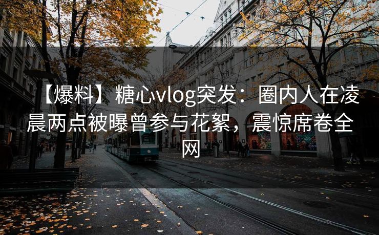 【爆料】糖心vlog突发：圈内人在凌晨两点被曝曾参与花絮，震惊席卷全网