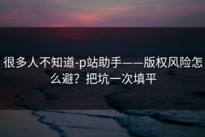 很多人不知道-p站助手——版权风险怎么避？把坑一次填平