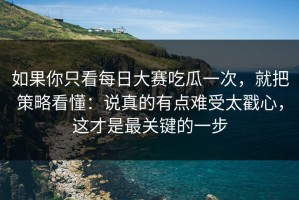 如果你只看每日大赛吃瓜一次，就把策略看懂：说真的有点难受太戳心，这才是最关键的一步
