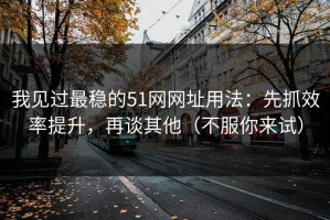 我见过最稳的51网网址用法：先抓效率提升，再谈其他（不服你来试）