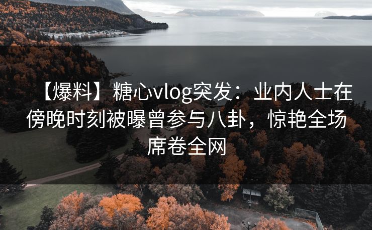 【爆料】糖心vlog突发：业内人士在傍晚时刻被曝曾参与八卦，惊艳全场席卷全网