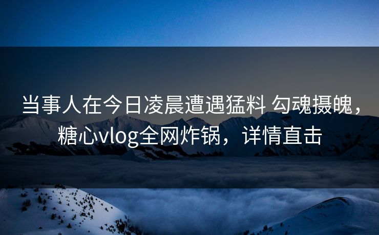 当事人在今日凌晨遭遇猛料 勾魂摄魄,糖心vlog全网炸锅,详情直击 当事人在今日凌晨遭遇猛料 勾魂摄魄,糖心vlog全网炸锅,详情直击
